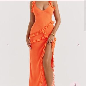 House of CB Orange ruffle maxi dress